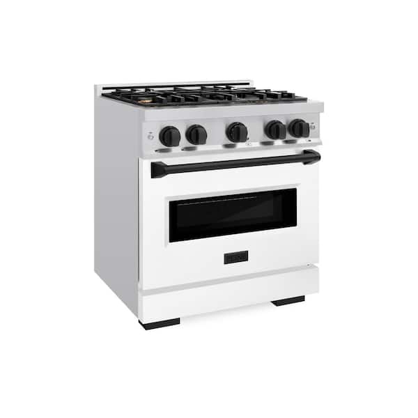 Classic 30 in. 4-Burner Gas Range/Gas Convection Oven in Stainless Steel, Matte White, and Matte Black