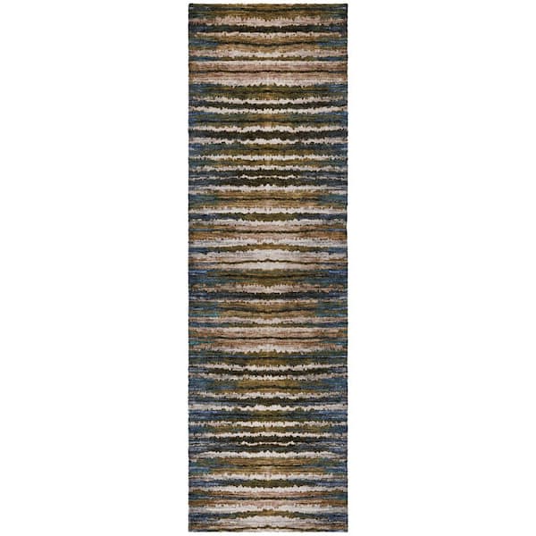 Dream Shag Premium Machine Washable Abstract ADS604 Blue 2 ft. x 7 ft. Runner Rug
