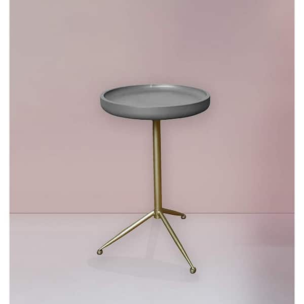 HomeRoots Mariana 19 in. W Gray 22 in. H Round Wooden Top Side End Table