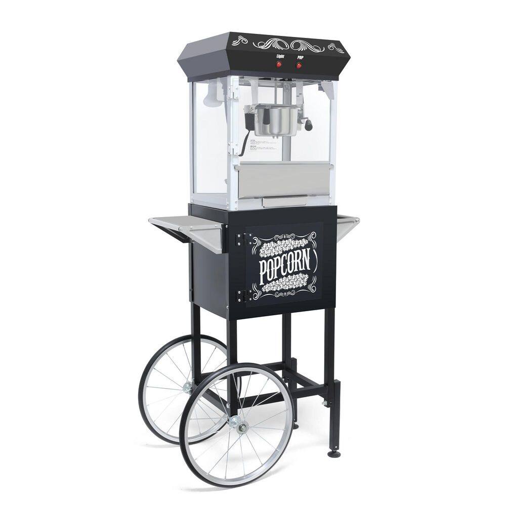 Black Food Cart with Wheels, 8 oz. Popcorn Kettle, Warming Deck and Old Maid Drawer price history on PriceWatchPro