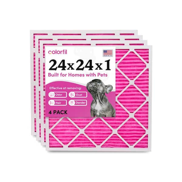 COLORFIL 24 in. x 24 in. x 1 in. Odor Removal and Color Changing Pleated Furnace Air Filter, MERV 8 (4-Pack)