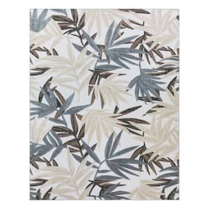 Fosel Bumba Ivory/Gray 8 ft. x 10 ft. Floral Indoor/Outdoor Area Rug