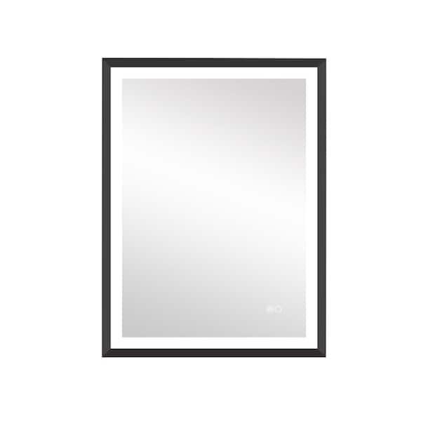 Unbranded 24 in. W x 32 in. H Rectangular Framed Wall Mount LED Anti-Fog Bathroom Vanity Mirror in Black