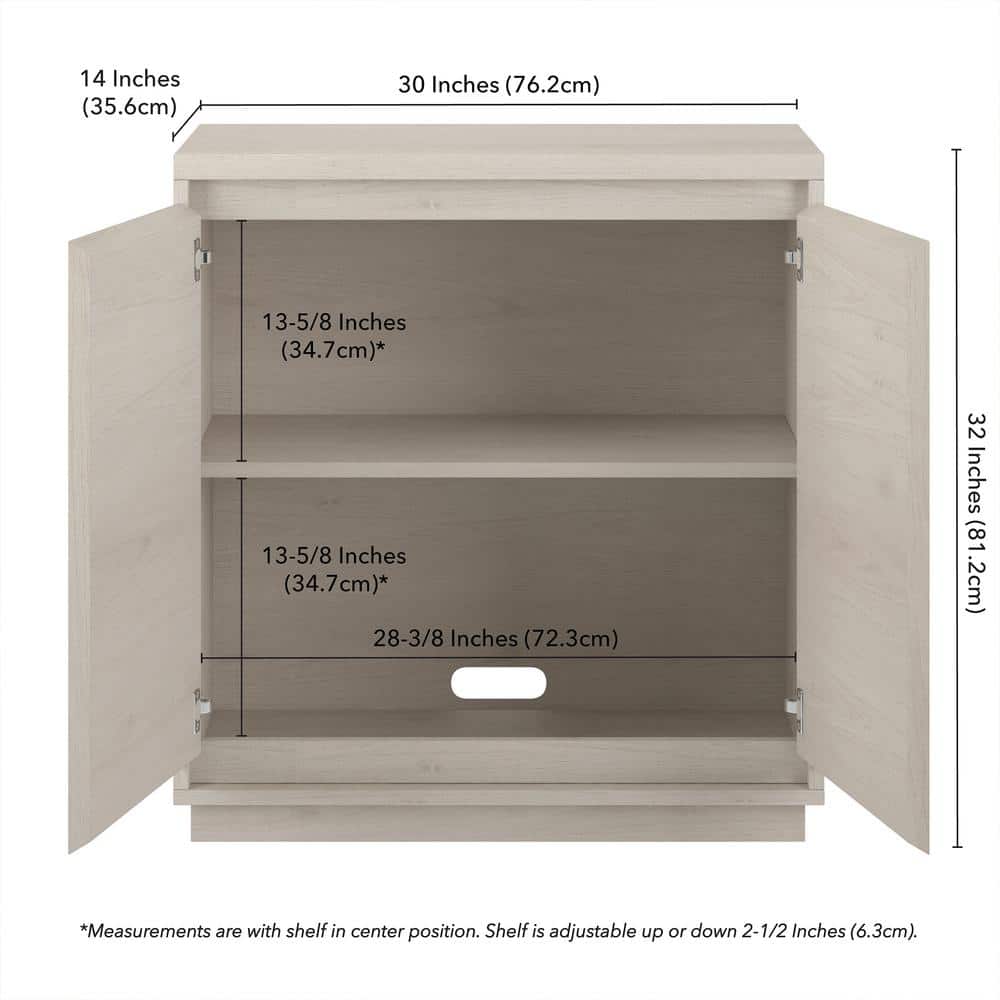 Alder White 30" Rectangular MDF Accent Cabinet