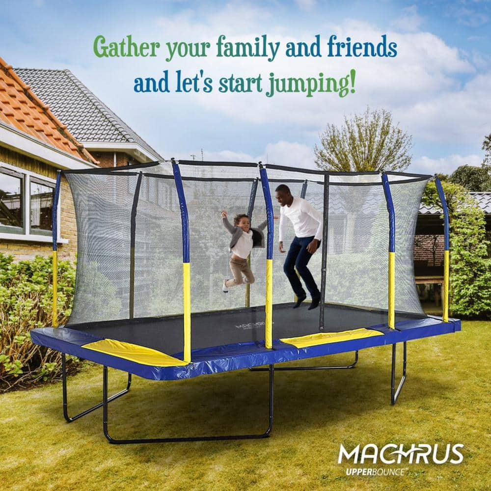 Rectangular Black Steel Trampoline with Enclosure Net