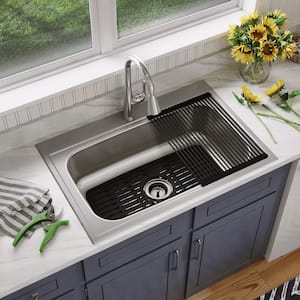 Parkway Stainless Steel 33 in. Single Bowl Drop-in Workstation Kitchen Sink Kit