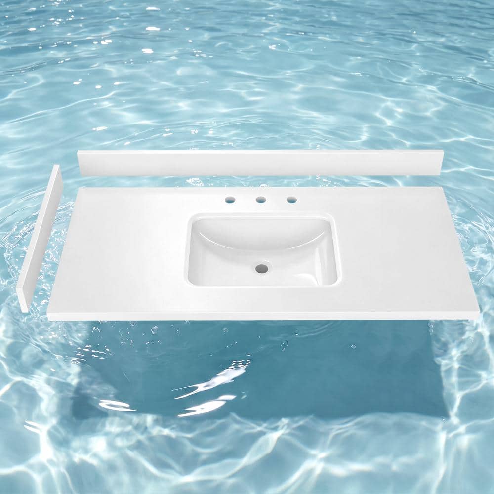 Kmi 54 in. W x 22 in. D Engineered Stone Vanity Top Rectangular Single Sink Bathroom Vanity Top in White price history on PriceWatchPro