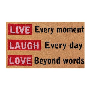 Natural Collection Coir Mat Live Laugh Love in Multi Color