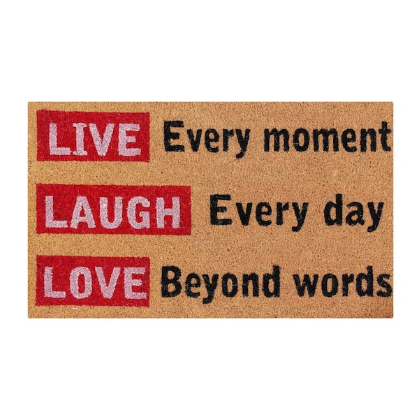Better Trends Natural Collection Coir Mat Live Laugh Love in Multi Color