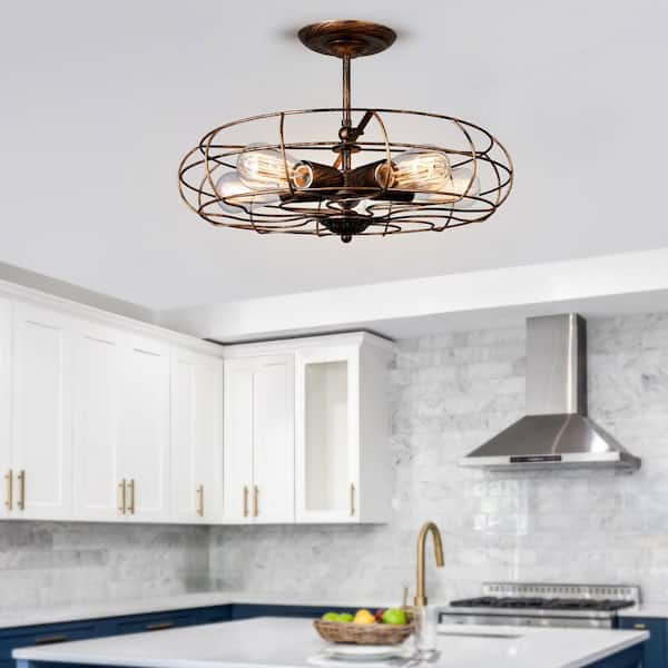 Pamela 5 Light Flush Mount With Antique Copper Finish