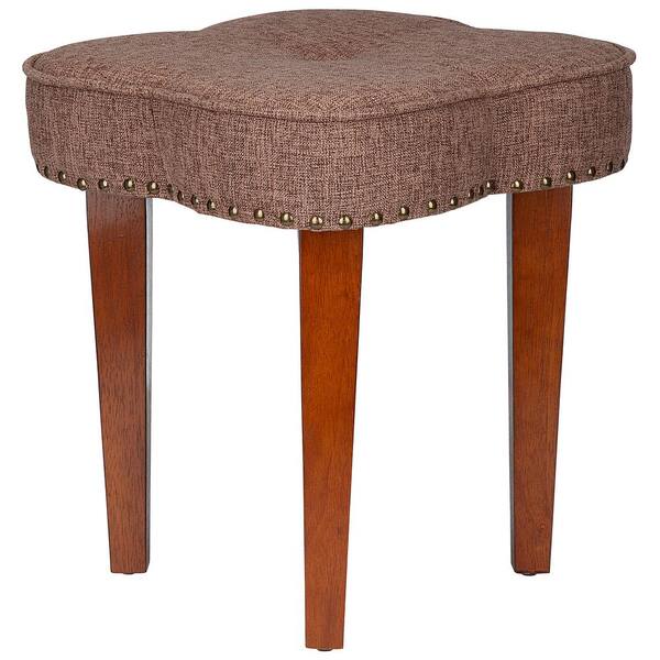 Design Toscano Dunhill Cloverleaf Brown Boudoir Stool with Upholstered Seat (17.5" H X 16" W X 16" D)
