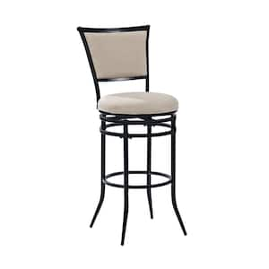 Rachel 30 in. Black Swivel Bar Stool With White Cushion