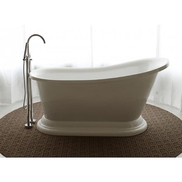 Pinnacle Oasis 5.58 ft. Acrylic Flat Bottom Free-Standing Non-Whirlpool Tub Slipper in White