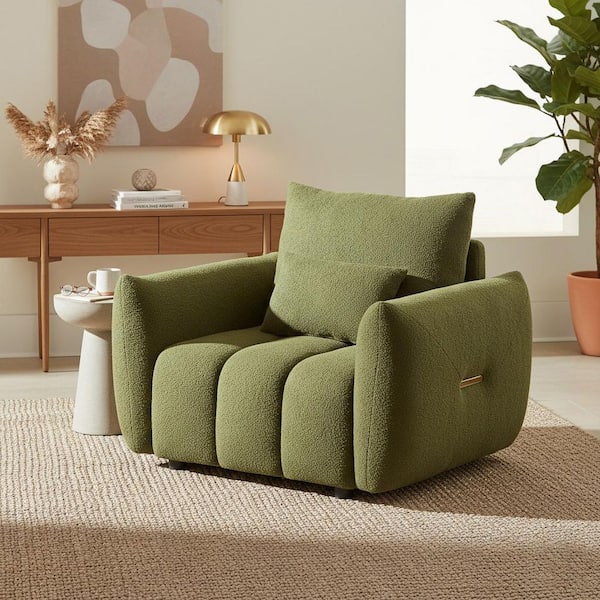 Homy Casa ZWWDSA 36.8 in. Straight Arm Fabric Square Sofa with Removable Covers in Moss Green and Brass Gold
