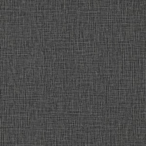 Eagen Linen Weave Black Non Pasted Non Woven Wallpaper