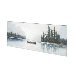 "Solitude" Canoe on the Lake - Original Hand Painted on Wood Oil Painting 72 in. x 30 in.