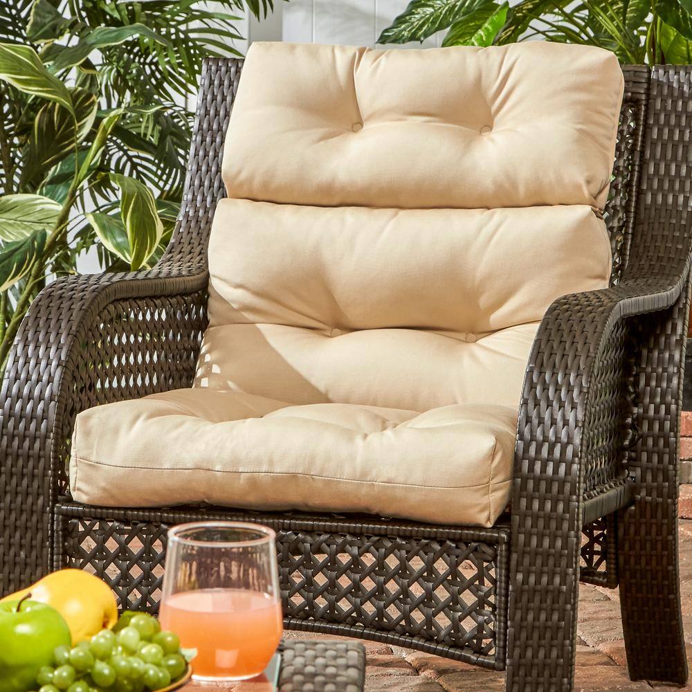 Stone Tan Outdoor High Back Chair Cushion