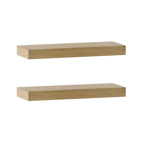 Twin Star Home 1.38 in. x 15.63 in. x 5.75 in. Boardwalk Birch Wood Floating Decorative Wall Shelf with Brackets (Set of 2)