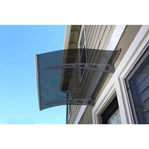 4.9 ft. PA Series Solid Polycarbonate Door and Window Awning (59 in. H x 35 in. D) in Gray Tint with Aluminum Brackets