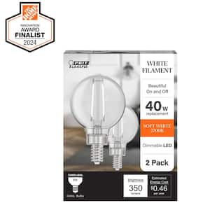 40-Watt Equivalent G16.5 Globe Dimmable White Filament Clear E12 LED Vintage Edison LIght Bulb, Soft White 2700K(2-Pack)