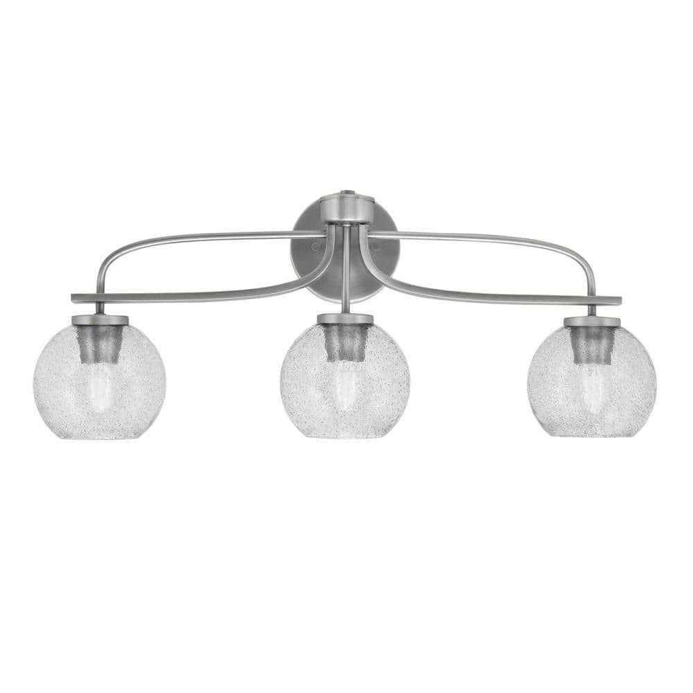 Olympia 27.5 in. 3-Light Graphite Vanity Light Onyx Swirl Glass Shade
