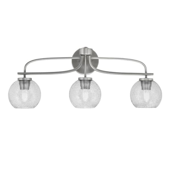 Unbranded Olympia 27.5 in. 3-Light Graphite Vanity Light Onyx Swirl Glass Shade