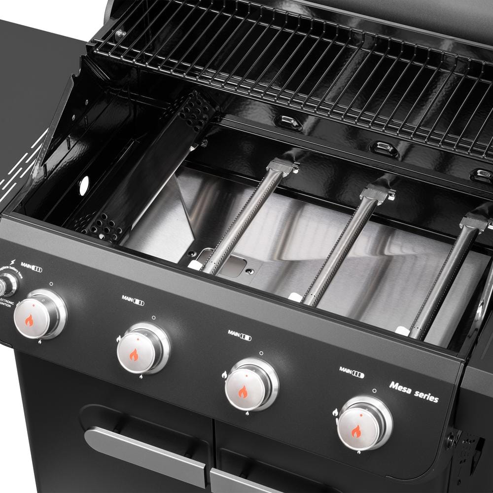 Mesa Black Stainless Steel 4-Burner Propane Gas Grill with Side Burner
