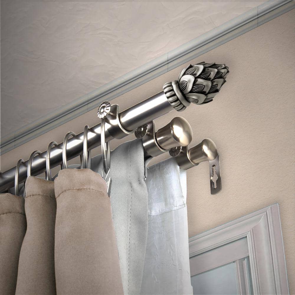 "13/16"" Dia Adjustable 66"" to 120"" Triple Curtain Rod in Satin Nickel with Jace Finials" price history on PriceWatchPro