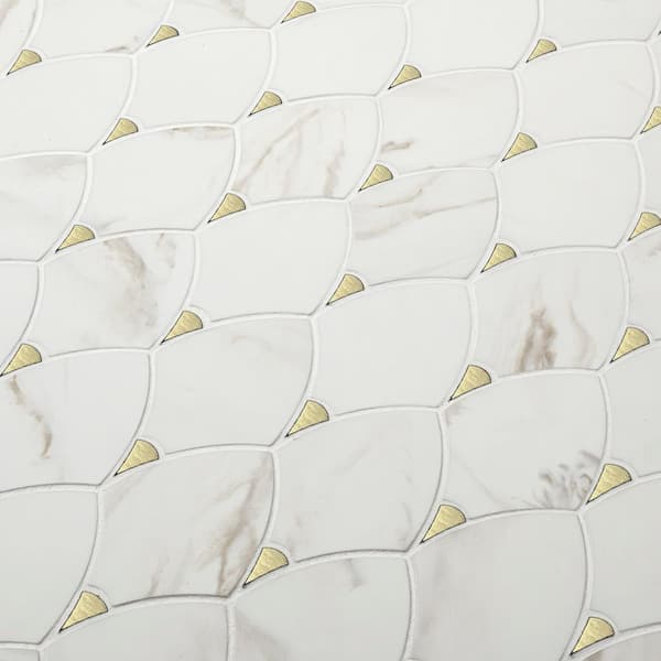 MSI Citadel Gold Trident 11 in. x 12 in. Recycled Glass/Metal Mesh