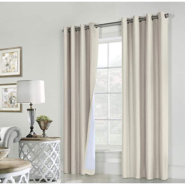 THERMALOGIC Ventura Natural 52 in. W x 84 in. L Grommet Total Blackout Curtain Panel Pair, Each Panel