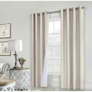 Ventura Natural 78 in. W x 84 in. L Grommet Total Blackout Curtain Panel Pair, Each Panel