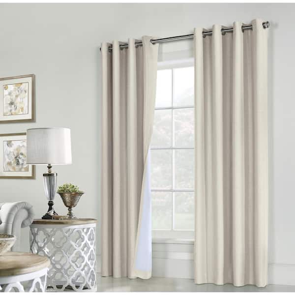 THERMALOGIC Ventura Natural 78 in. W x 84 in. L Grommet Total Blackout Curtain Panel Pair, Each Panel
