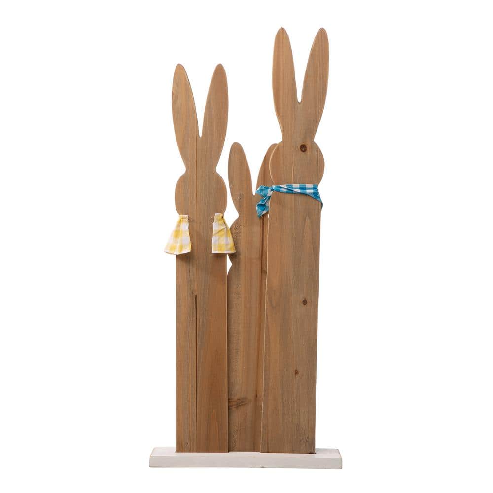30" Multicolor Wooden Easter Bunny Family Yard Stake