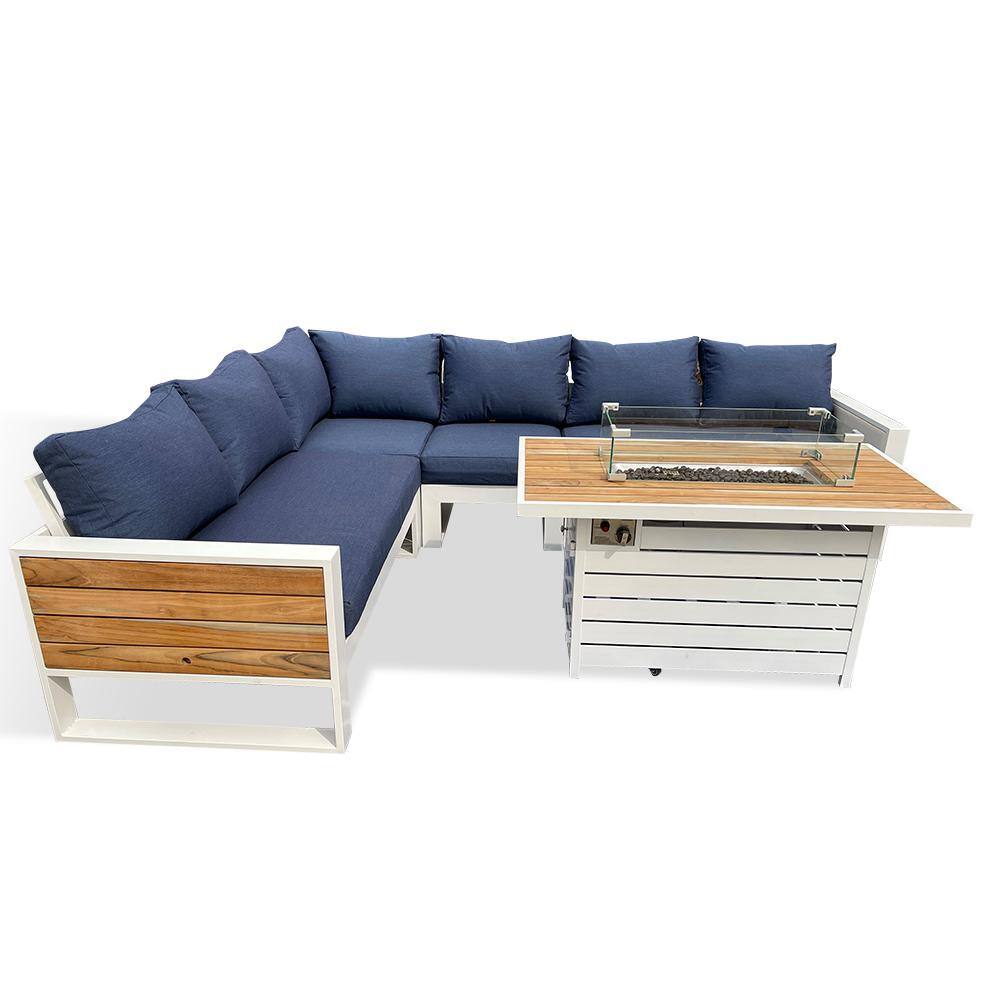 HiGreen Outdoor Denver 5Piece Aluminum Outdoor Patio Fire Pit Deep