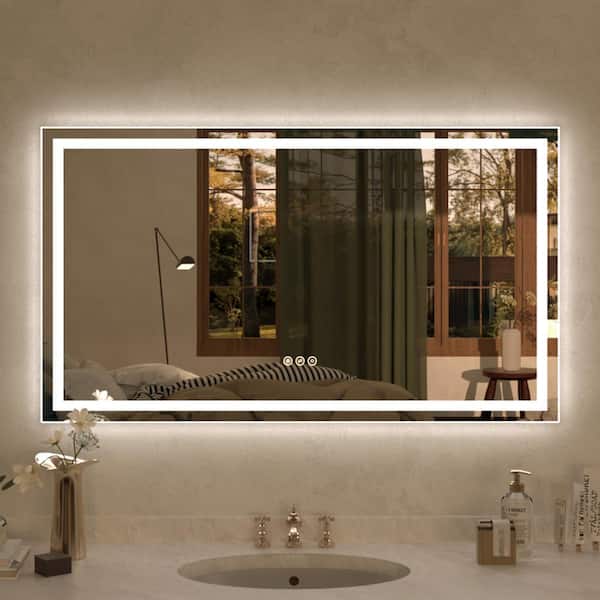 Hermitage Bath Spring 42 in. W x 24 in. H Rectangular Frameless LED Wall Bathroom Vanity Mirror