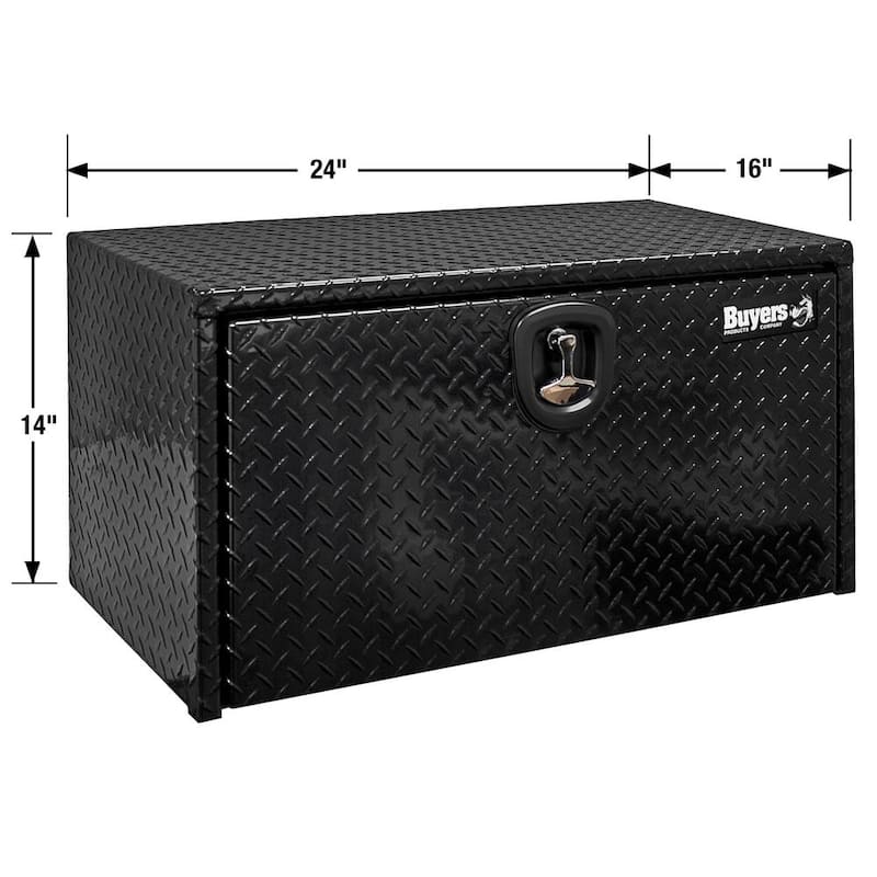 14 in. x 16 in. x 24 in. Gloss Black Diamond Tread Aluminum Underbody Truck Tool Box