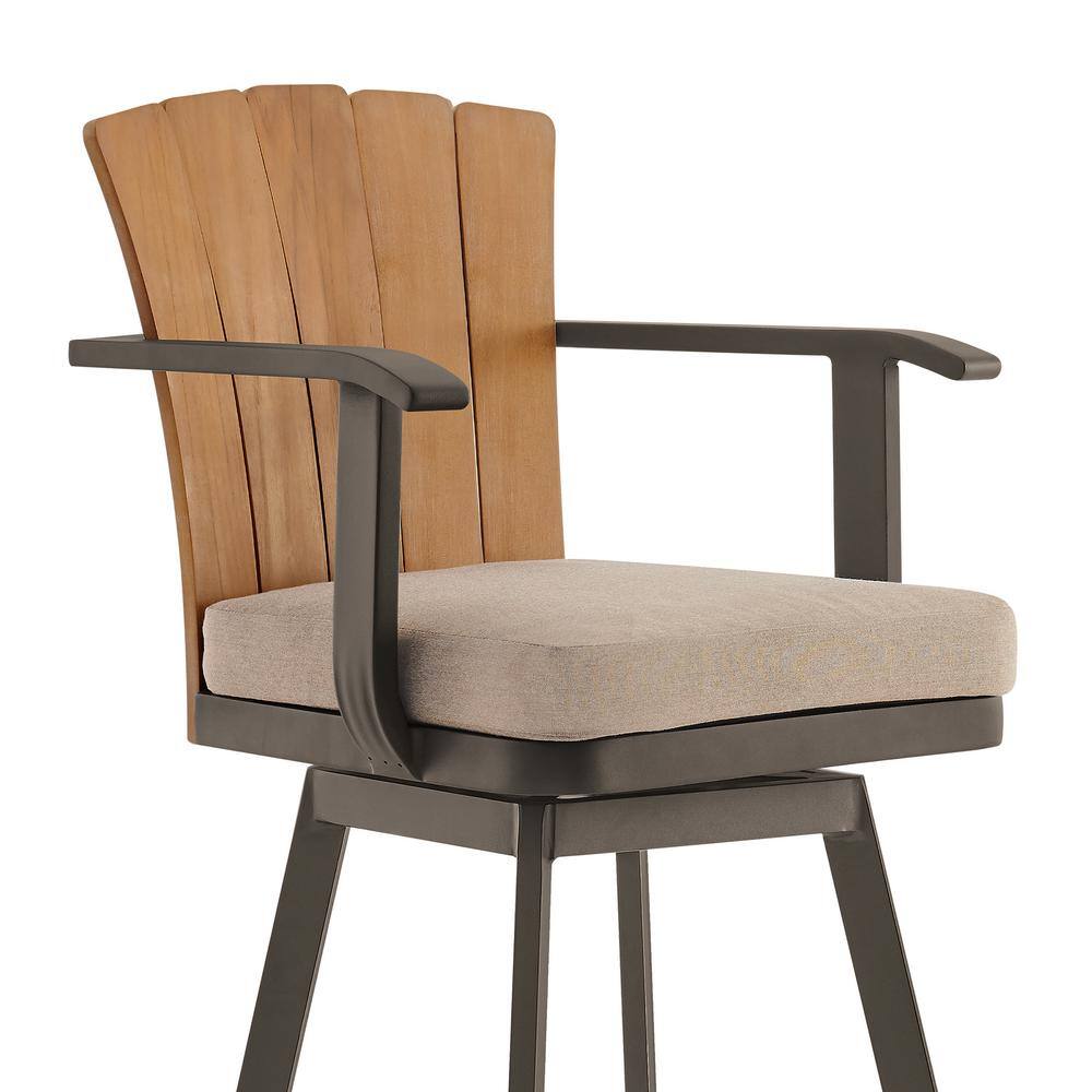 Hazel Teak and Aluminum Outdoor Swivel Chair with Cushion
