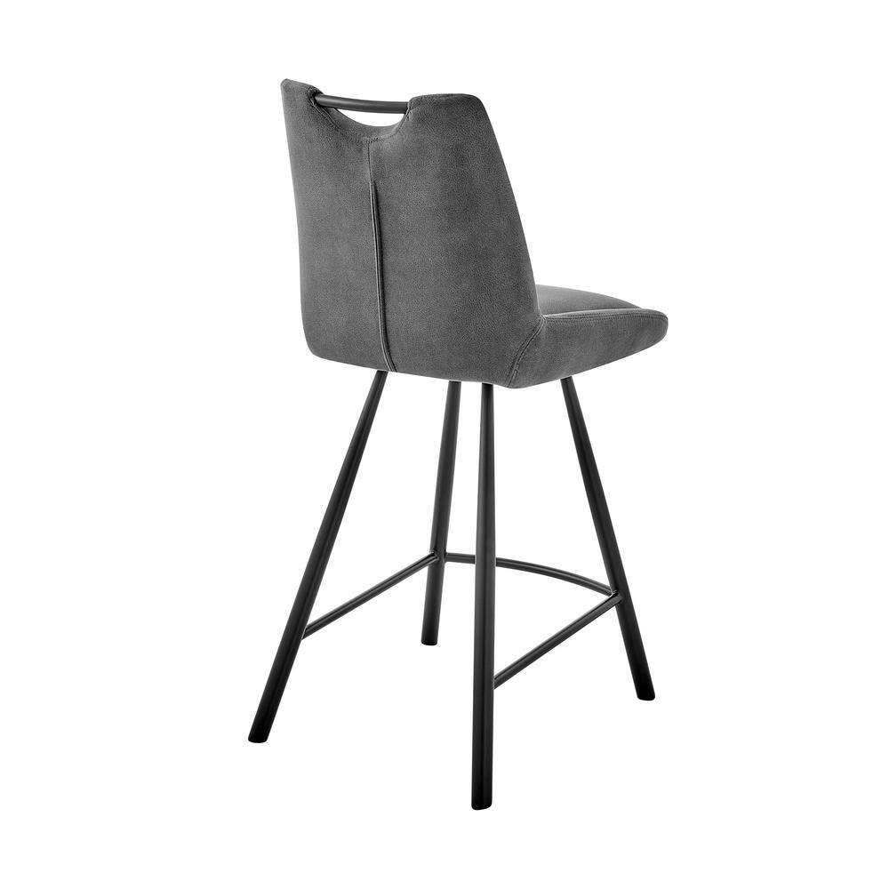 Contemporary Charcoal Fabric and Black Metal Adjustable Bar Stool