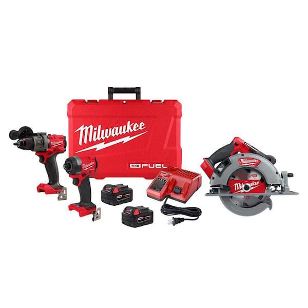 Milwaukee M18 FUEL 18-V Lithium-Ion Brushless Cordless Hammer Drill and Impact Driver Combo Kit (2-Tool) w/7-1/4 in Circular Saw