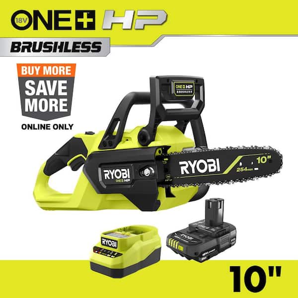 ONE+ HP 18V Brushless 10 in. Battery Chainsaw with 4.0 Ah Battery and Charger