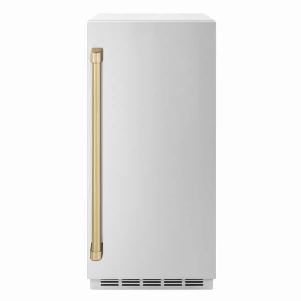 ZLINE Kitchen and Bath Autograph Edition Touchstone 15 in. 75 lb. Nugget Ice Maker with Stainless Steel Door and Champagne Bronze Handle