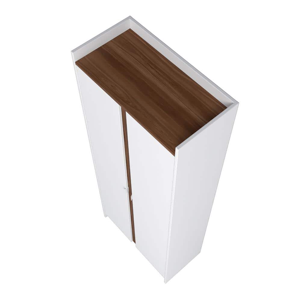 Ratzer White and Brown Mid-Century Modern Storage Cabinet