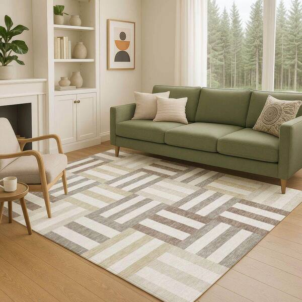 Chantille Machine Washable Indoor/Outdoor Abstract ACN2332 Ivory 3 ft. x 4 ft. Area Rug