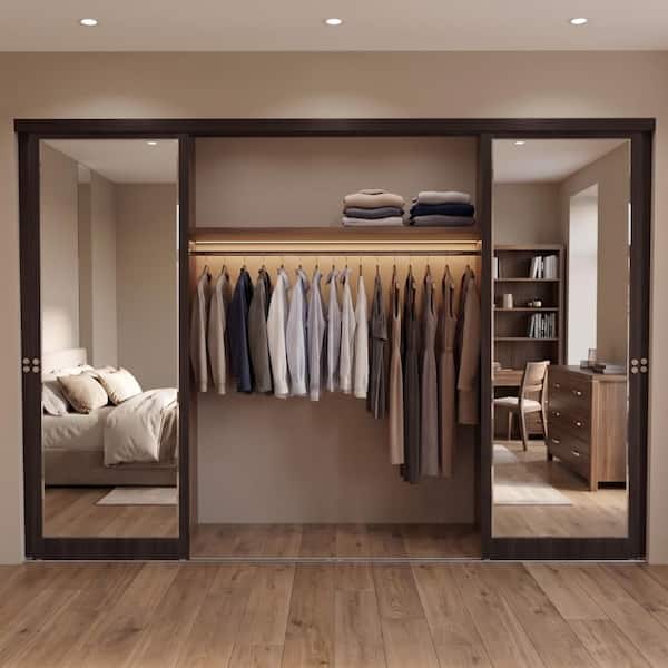 Mir-Mel Espresso Mirror Matching Trim Solid MDF Interior Sliding Door
