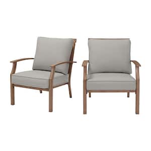 Geneva Brown Wicker and Metal Outdoor Patio Lounge Chair with CushionGuard Stone Gray Cushions (2-Pack)