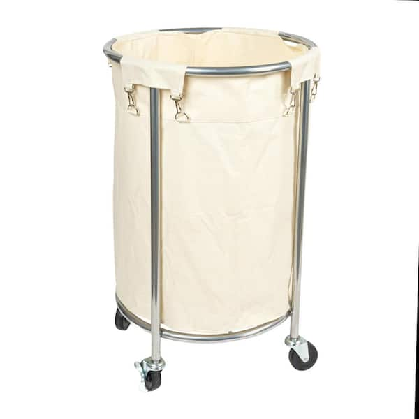 HOUSEHOLD ESSENTIALS Round Heavy-Duty Laundry Hamper on Wheels