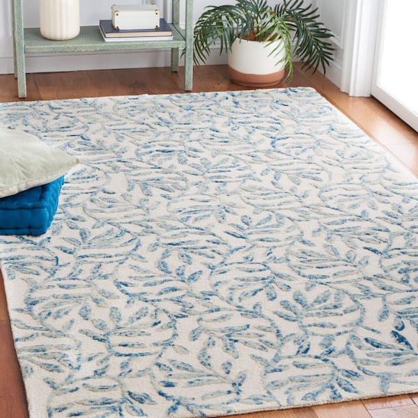 Jardin 3 ft. x 5 ft. Ivory/Blue Oversized Floral Area Rug