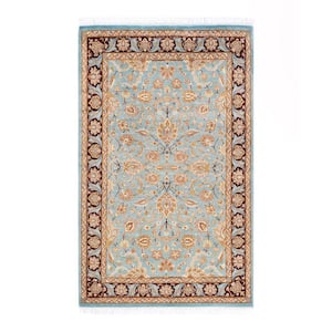 Mogul One-of-a-Kind Traditional Light Blue 3 ft. 2 in. x 4 ft. 10 in. Oriental Area Rug
