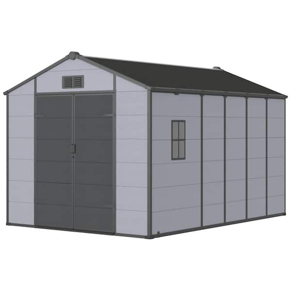 8 ft. W x 12 ft. D Metal Shed with Lockable Double Doors and Built-In Floor (96 sq. ft.)