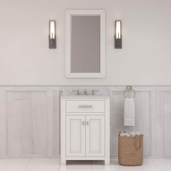 Water Creation Madison 24-in Pure White Single Sink Bathroom Vanity with Carrara White Natural Marble Top